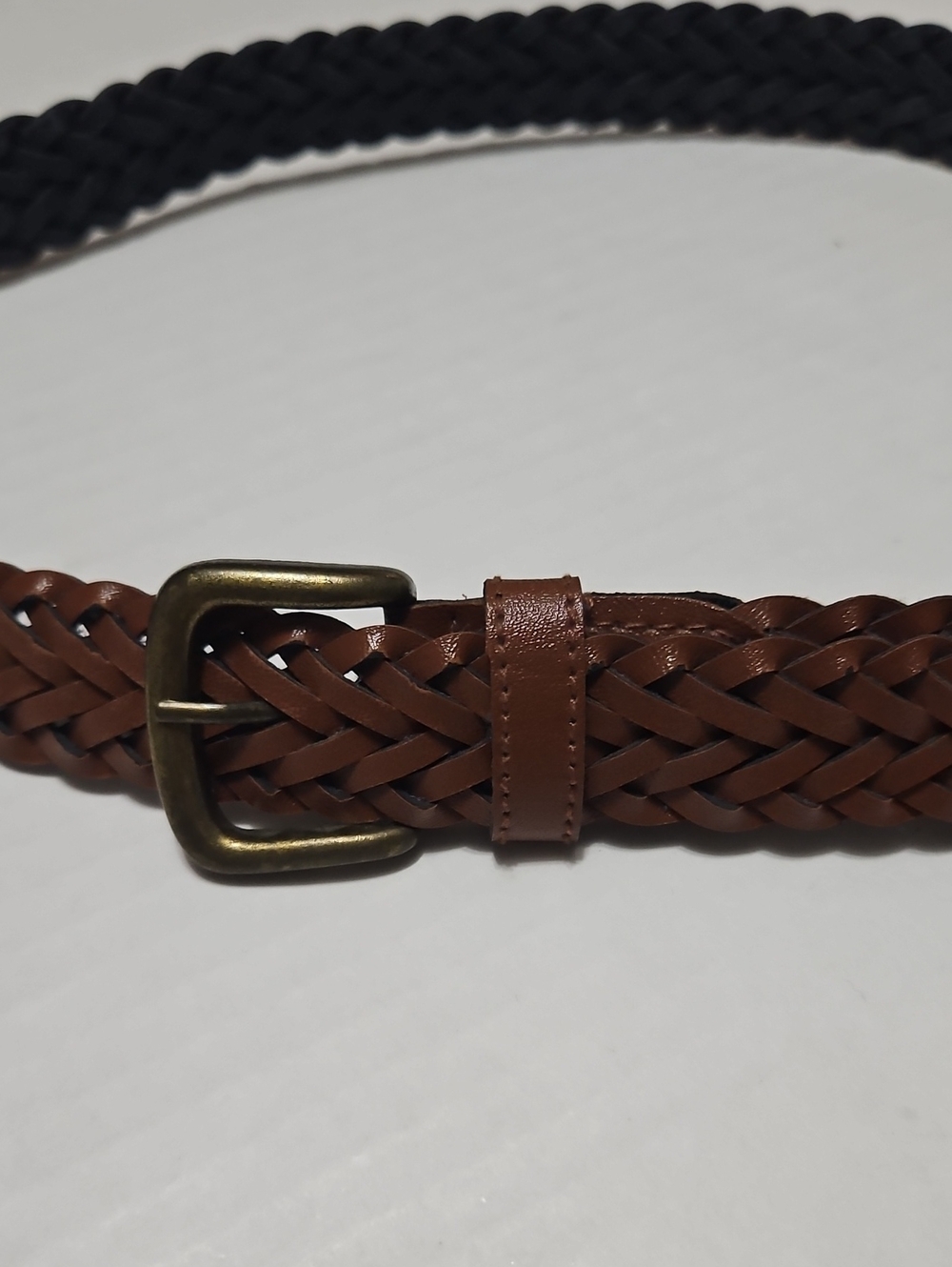 Braided Leather Belt for Women- Brown Size M/L
